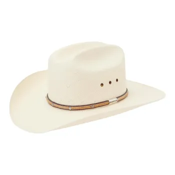 STETSON Calfskin Straw Denim Genuine Leather Sun Protection Hats Unisex Ecru