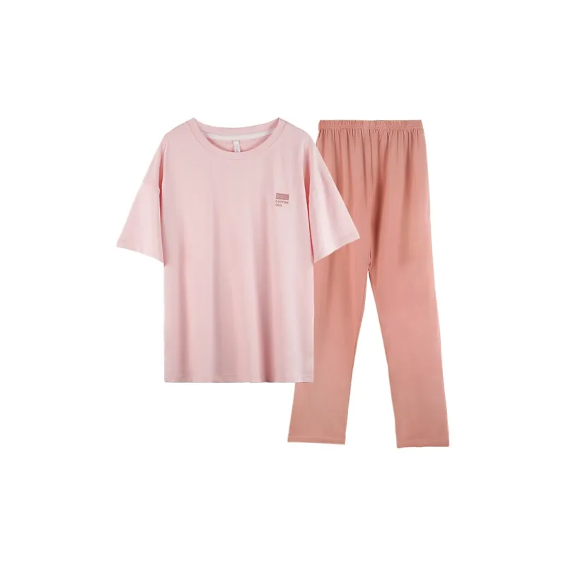 Cotton Gene Pajama Set Women's Pink-0