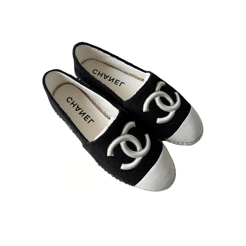 CHANEL Espadrilles Women's White Black-2