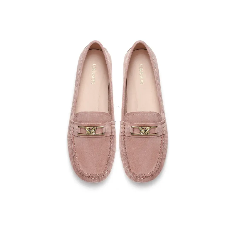 HARSON Gommino Loafers Women's Apricot Yellow/Nude Pink-8