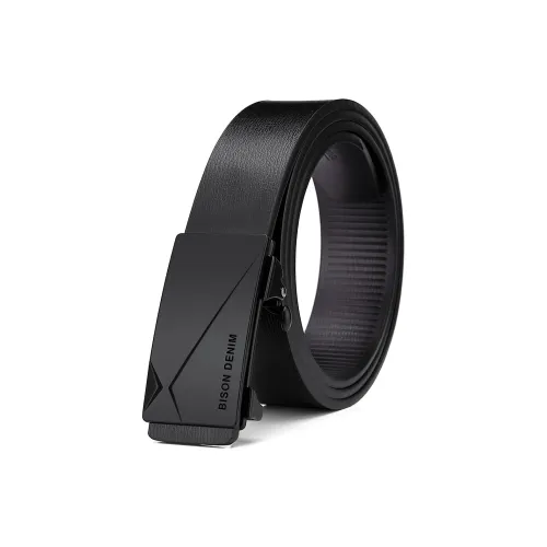 BISON DENIM Automatic Buckle Business Soft Comfortable Alloy Leather Belts Men's Width 3.3cm
