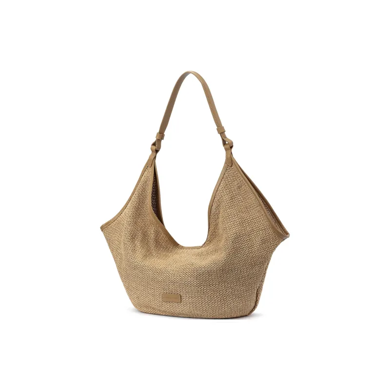 ROBERTA DI CAMERINO Fabric Beach Bag, Woven Handbag, Shoulder Bag Women's Brown/Black-2