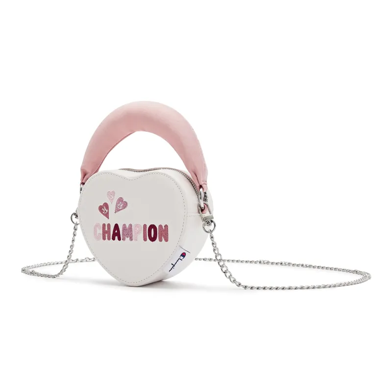 Champion Synthetic Leather Patchwork Fabric Shoulder Bag Women's Pink-3