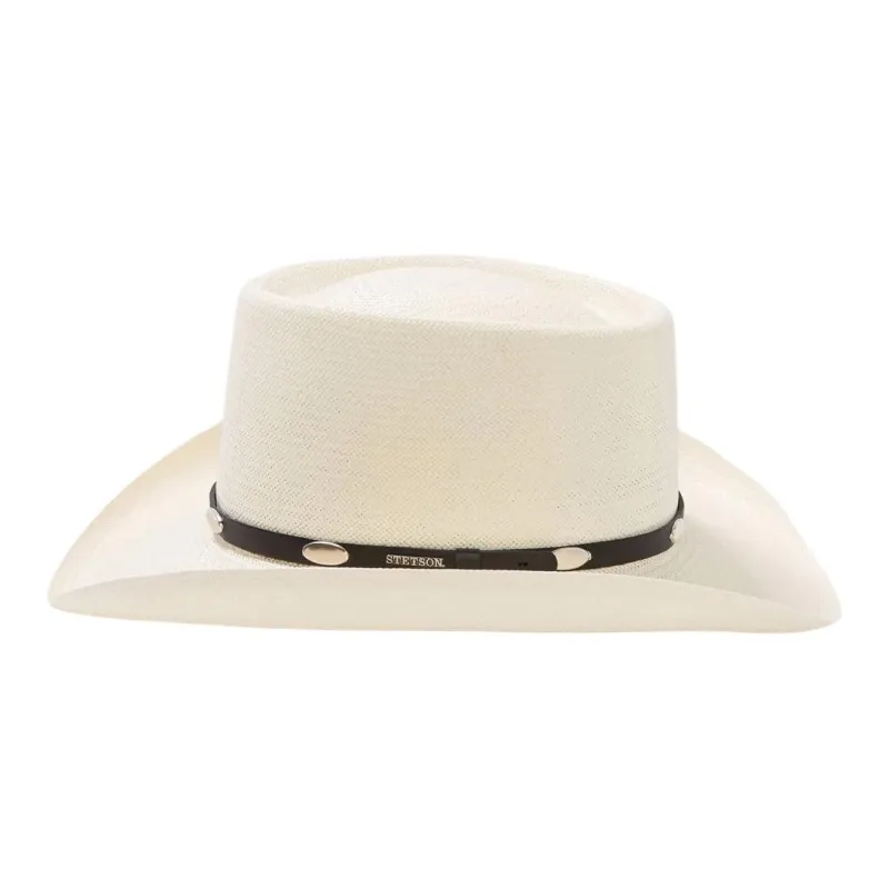 STETSON Straw Straw Genuine Leather Leather Sun Protection Hats Unisex Ecru-1