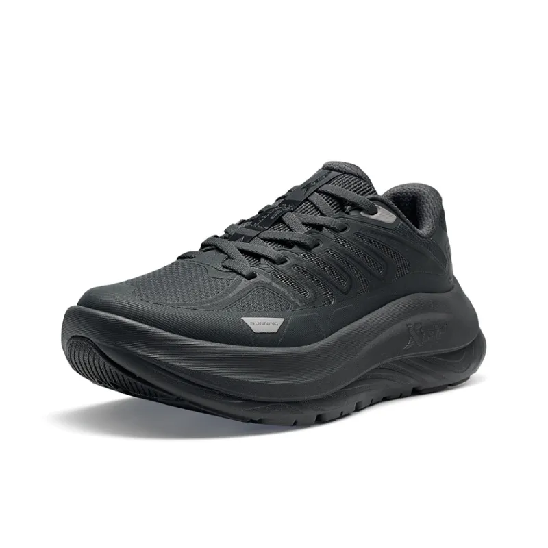 XTEP Abrasion Resistant Coverage Lightweight Low Top Sprint Running Shoes Women's Coal Black/Black-2