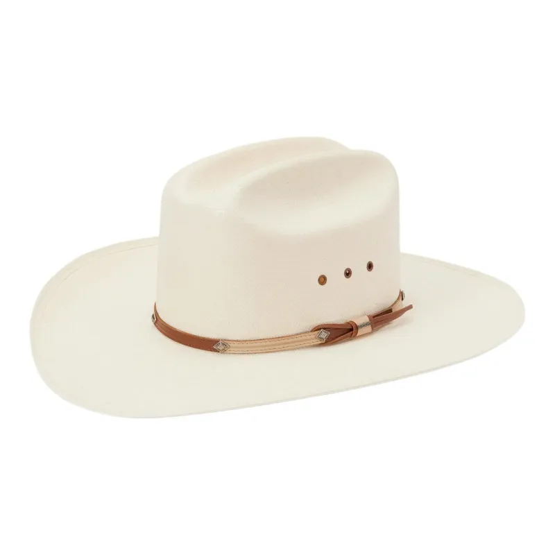 STETSON Straw Leather Sun Protection Hats Unisex Ecru-0