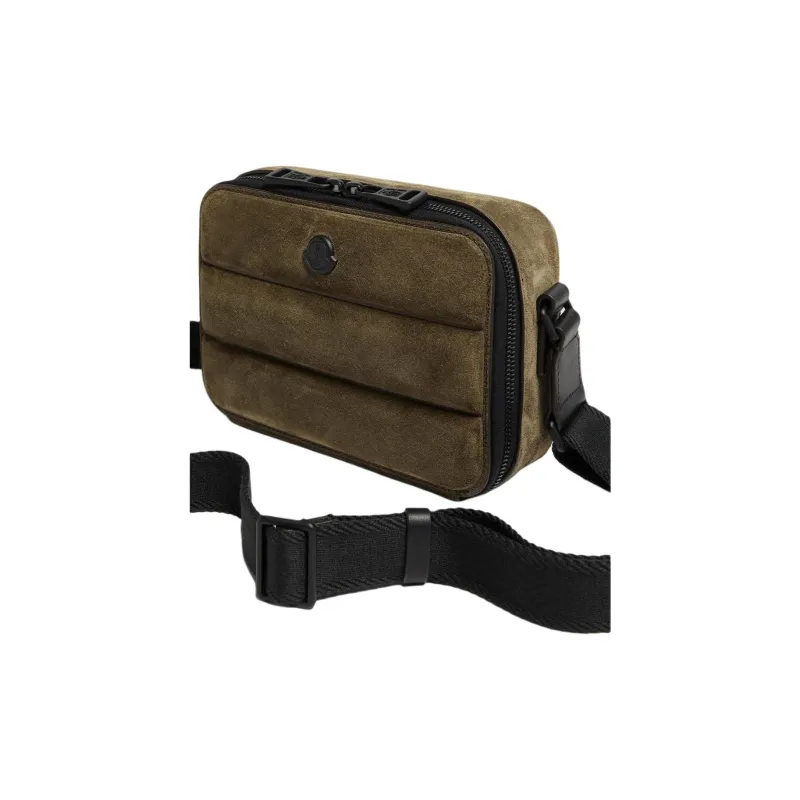 Moncler Suede Shoulder Bag, Crossbody Bag Men's Olive Green-1
