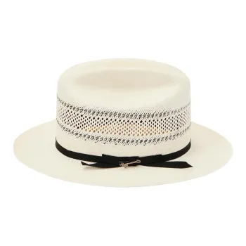 STETSON Satin Ribbon Genuine Leather Straw Sun Protection Hats Unisex Beige