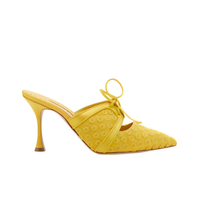 MANOLO BLAHNIK Quiet Closed Toe Slippers Women's Yellow-1