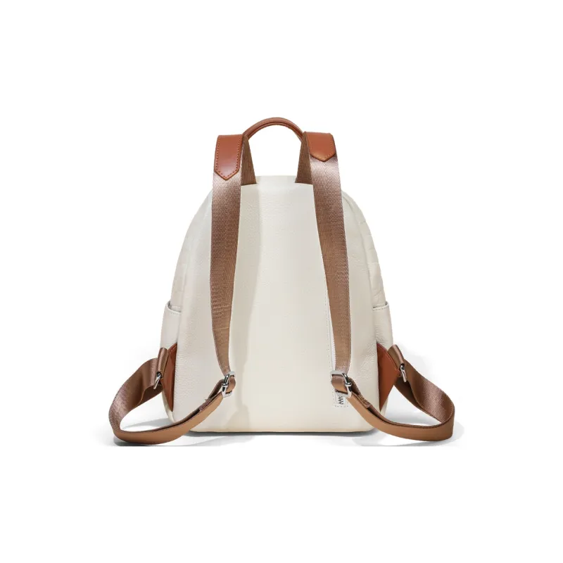 COMELY Cow Leather With Synthetic Leather Backpack Regular Women's White/Black-4