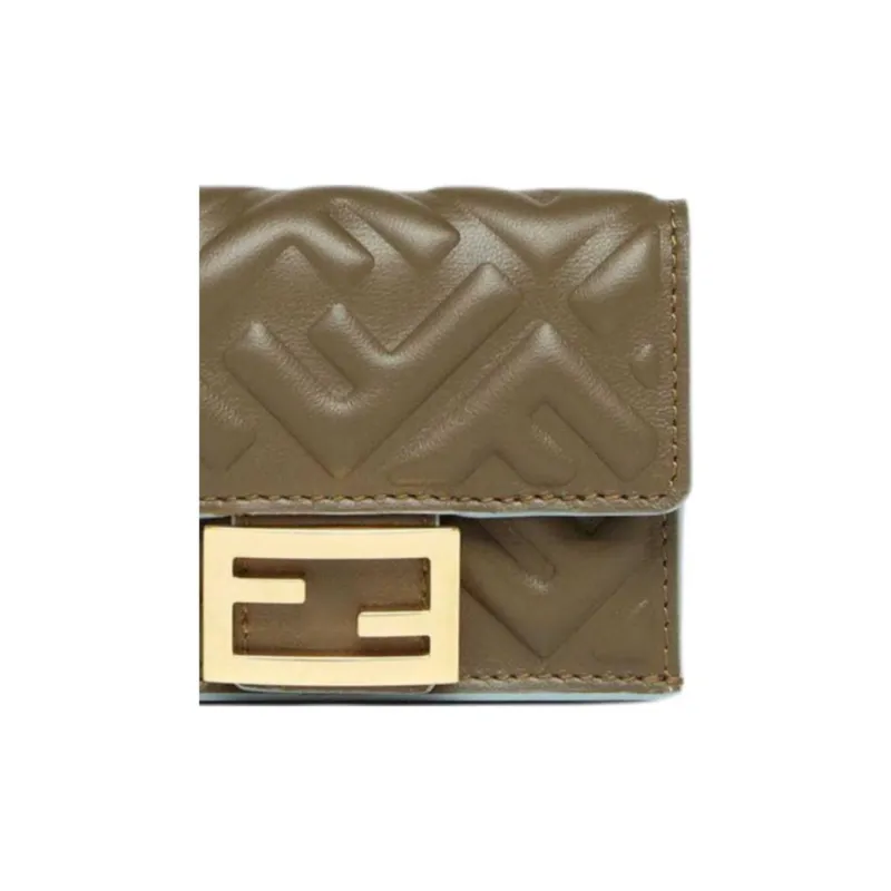 FENDI Leather Wallet Women's Green-4