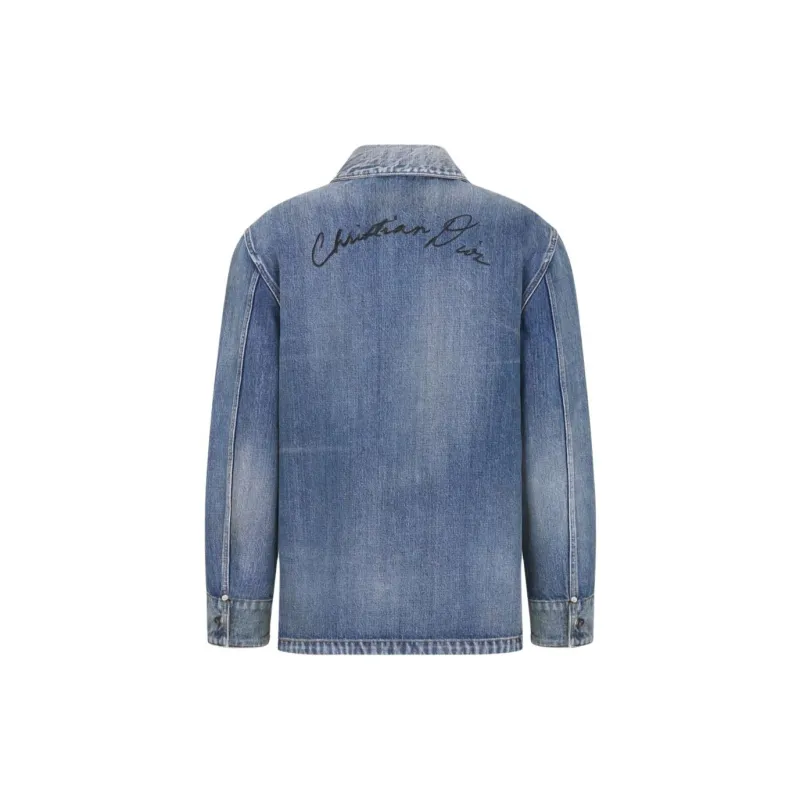 DIOR Collared Button Up Denim Jacket-1