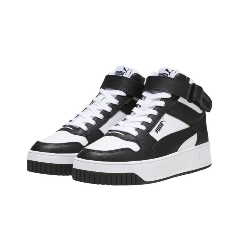 PUMA Carina Street Wear-Resistant Mid-Top Skateboard Shoes Women's Black White-2