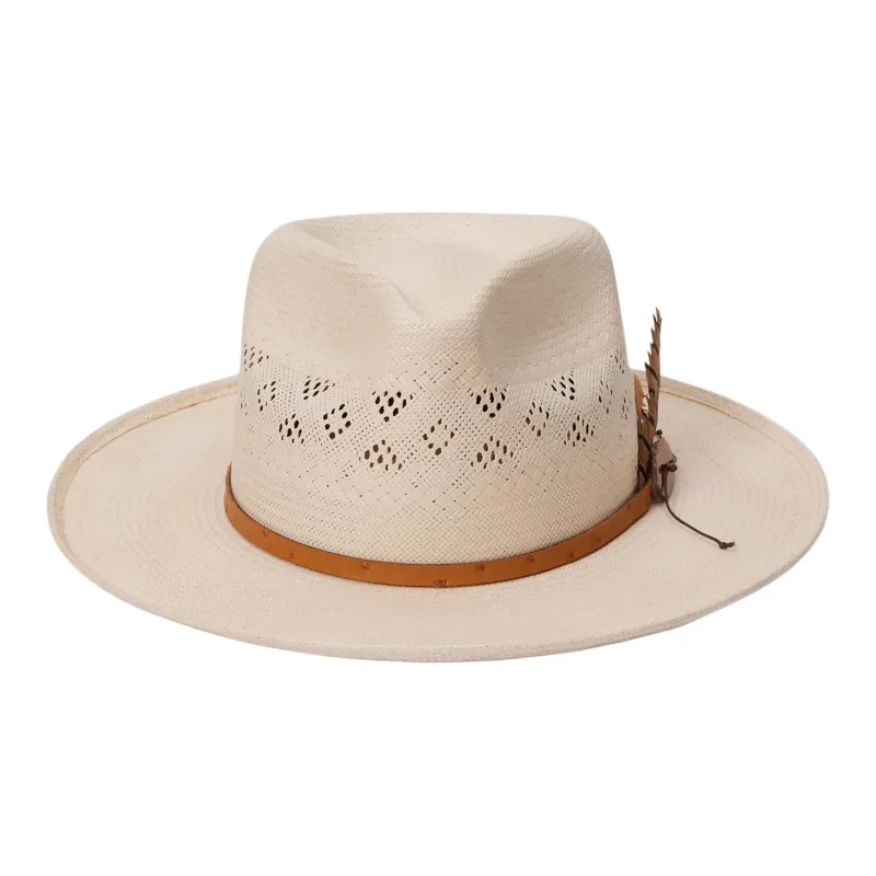 STETSON Silk Agate Stone Fabric Straw Sun Protection Hats Unisex Beige-1