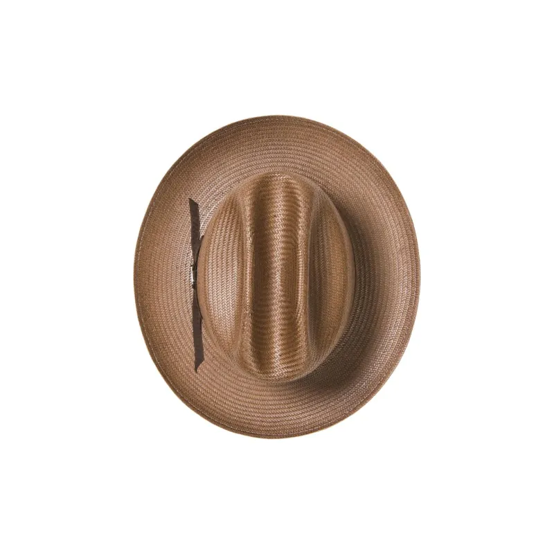 STETSON Straw Genuine Leather Sun Protection Hats Unisex Chocolate-1