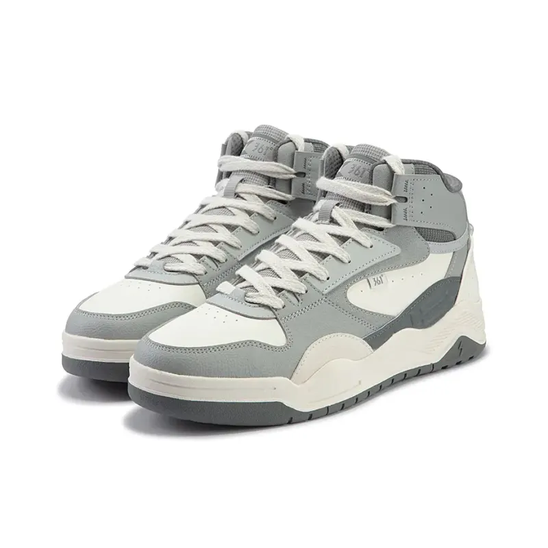 361° Xingran 4 Wear Resistant High Top Skateboard Shoes Men's White Gray-2