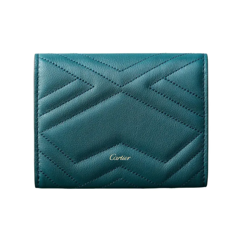 CARTIER Calfskin Wallet Mini Unisex Dark Blue-1