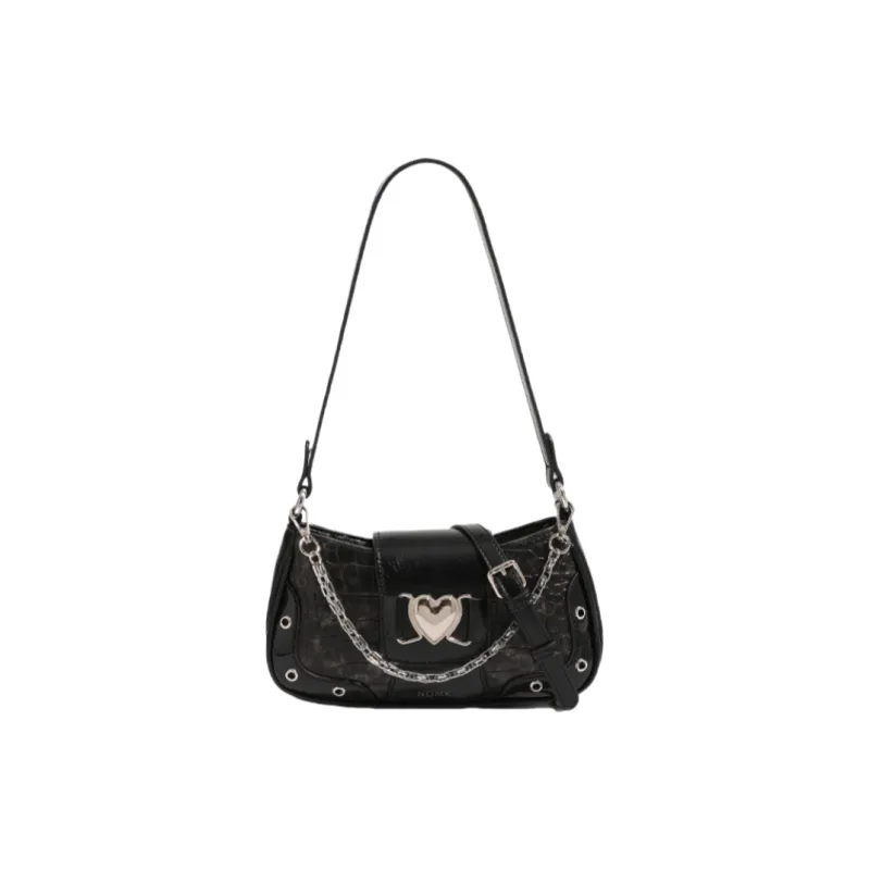 NOMK PU Shoulder Bag Crossbody Bag Women's Classic Black/Dusty Pink-1