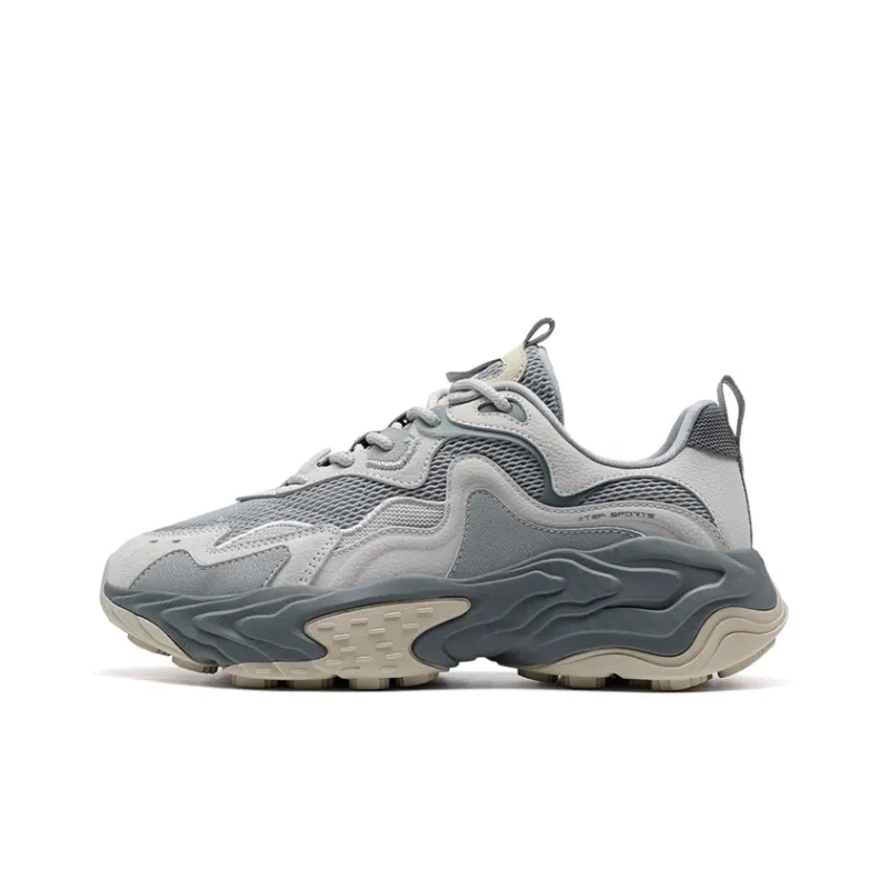 XTEP Surfing Lightweight Height Increasing Coverage Low Top Casual Shoes Men's Dove Gray/Plain Elegant Gray-0