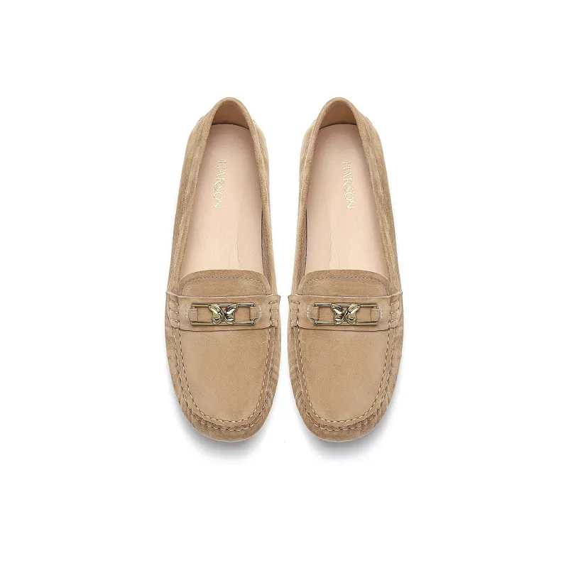 HARSON Gommino Loafers Women's Apricot Yellow/Nude Pink-2