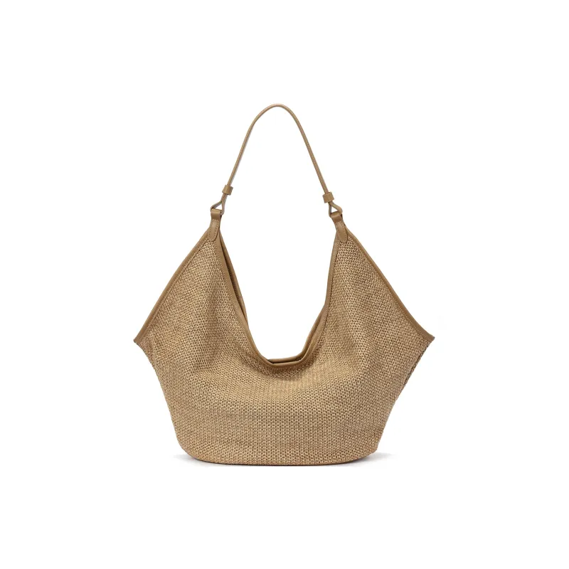 ROBERTA DI CAMERINO Fabric Beach Bag, Woven Handbag, Shoulder Bag Women's Brown/Black-3