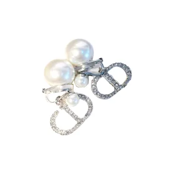 DIOR Resin Clip On Earrings Women's Silver