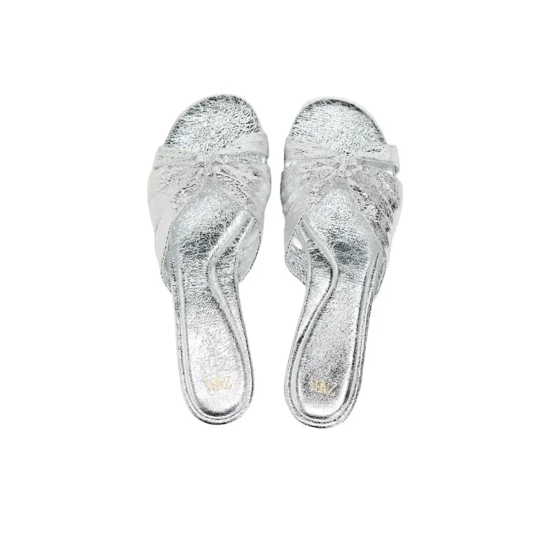 ZARA Slide Slippers Women's Silver-3