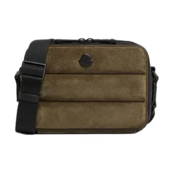 Moncler Suede Shoulder Bag, Crossbody Bag Men's Olive Green