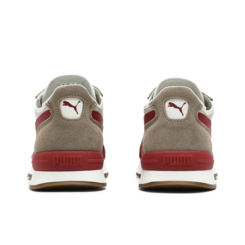 PUMA R78 Nylon Low-Top Casual Shoes Unisex Gray Brown Red-3