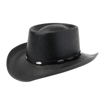 STETSON Straw Leather Sun Protection Hats Unisex Black