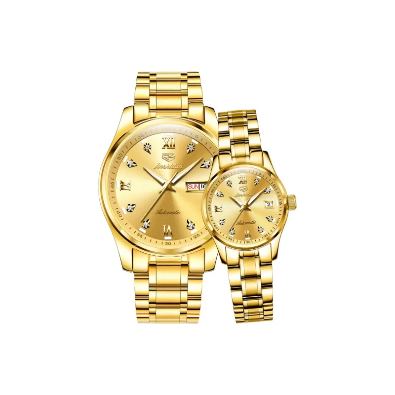 Jin Shi Dun Watch Box For Couples A Pair Mechanical Movement Stainless Steel Watchband Watch Unisex White Dial-33
