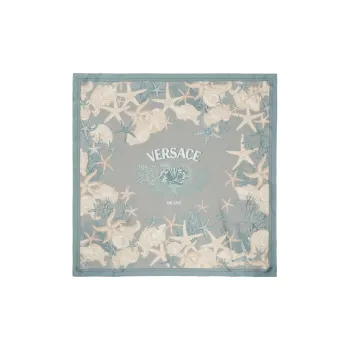 VERSACE Silk . Silk Scarves Men's Gray/Beige