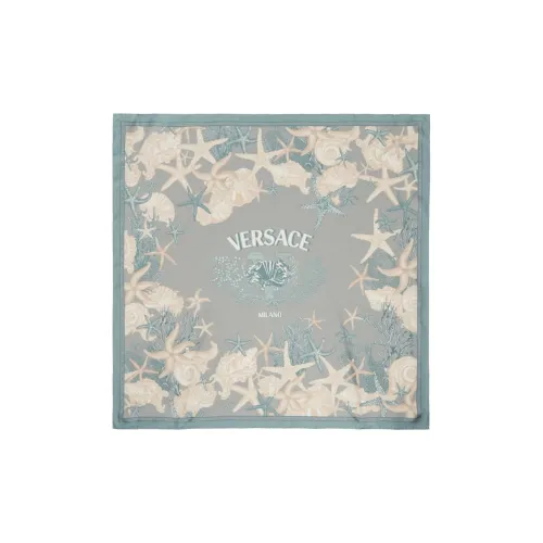 VERSACE Silk . Silk Scarves Men's Gray/Beige