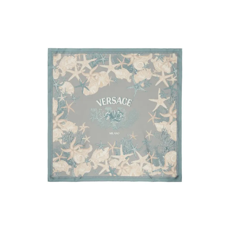 VERSACE Silk . Silk Scarves Men's Gray/Beige-0