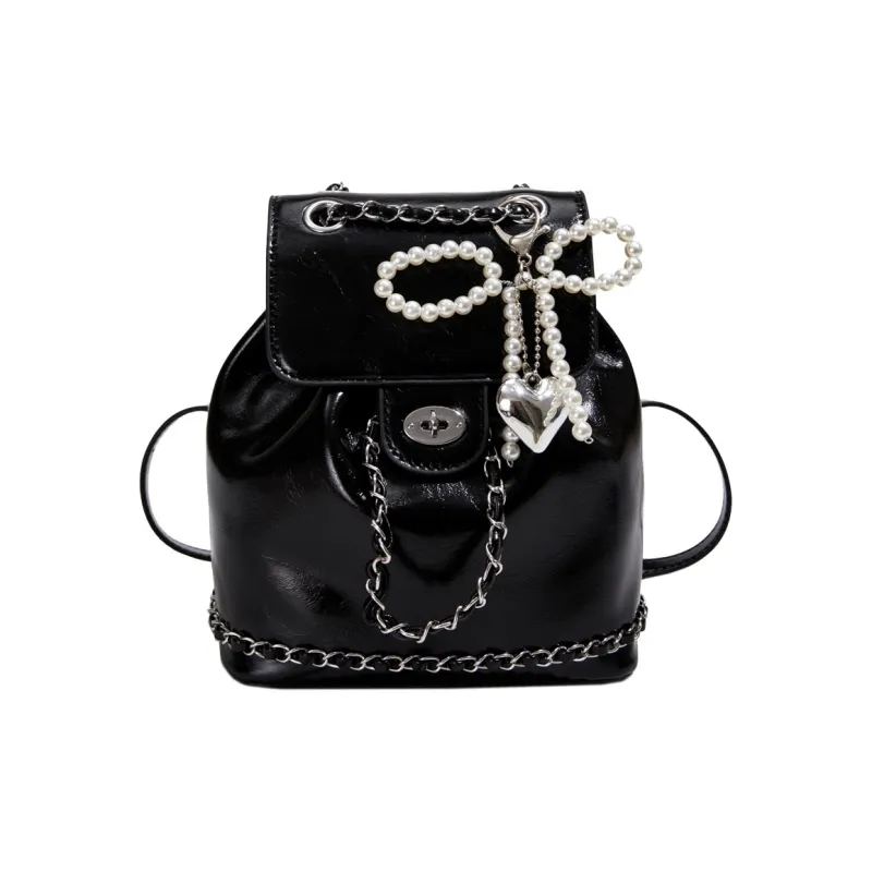 DALO PU Backpack Women's Ecru/Black/Silver-4