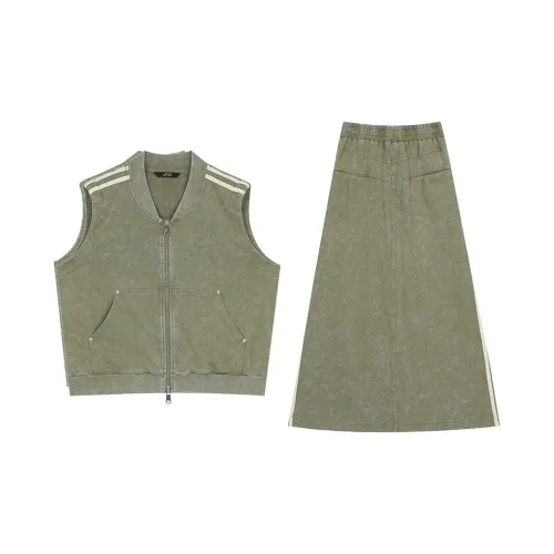 ELF SACK Two Piece Skirt Sets Women's Washable Army Green