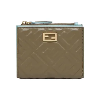 FENDI Nappa Leather Wallet Small Size Unisex Green