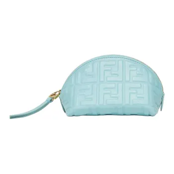 FENDI Baguette Leather Clutch Small Size Women's Light Blue