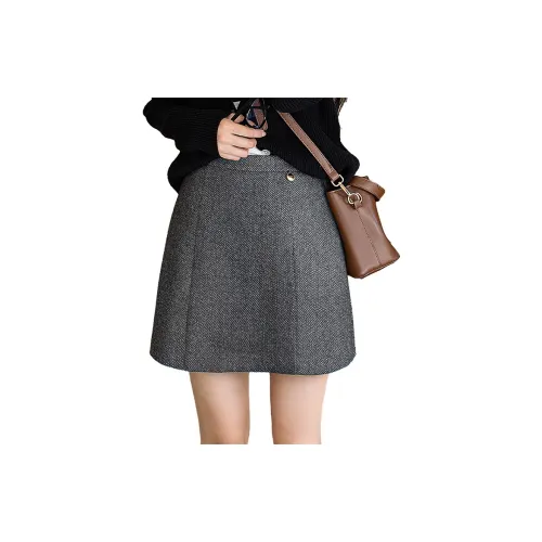 Cypress House Casual Short Skirts Women's Black Gray Herringbone