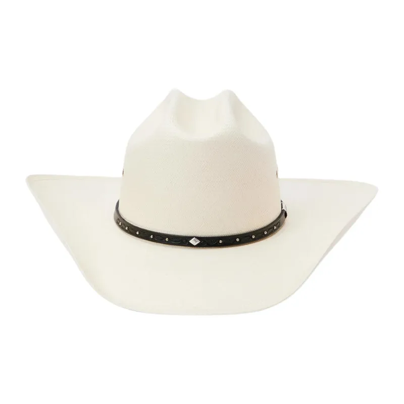 STETSON Leather Straw Genuine Leather Straw Sun Protection Hats Unisex Beige-3
