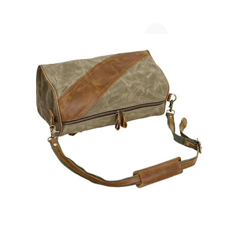 TTaG．baG Leather With Wax Canvas Shoulder Bag, Crossbody Bag Regular Men's Khaki/Army Green/Dark Gray/Black-3