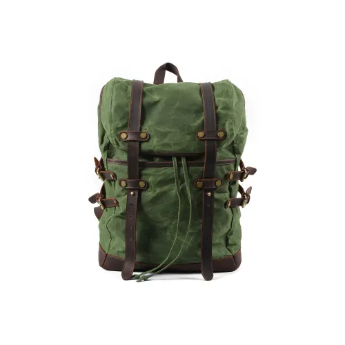 TTaG．baG Canvas With Leather Backpack Large Size Men's Multicolor
