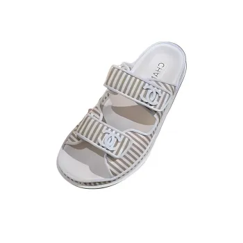 CHANEL Slip-Resistant Slide Slippers Women's Ecru