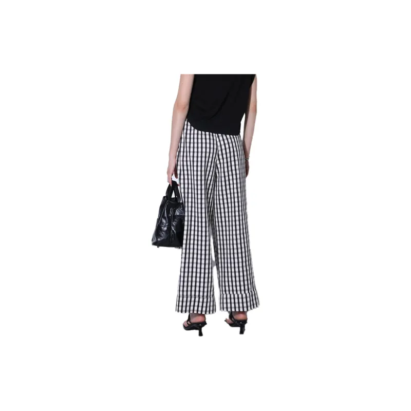 C.3000 Casual Pants Women's Black White Stripes-1