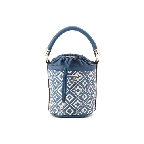 GUESS Polyurethane Bucket Bag Portable Crossbody Bag Shoulder Bag Women's Blue
