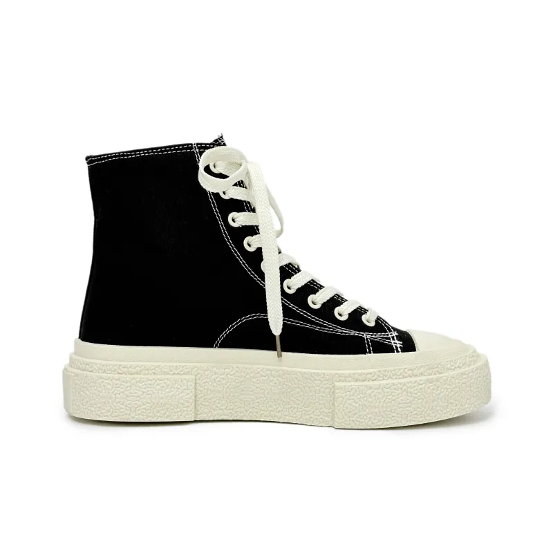 SLNU 3 Anti Slip And Wear Resistant Height Increasing High Top Canvas Shoes Unisex Black-1