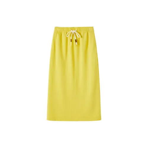 URLAZH Casual Long Skirts Women's Mustard Yellow