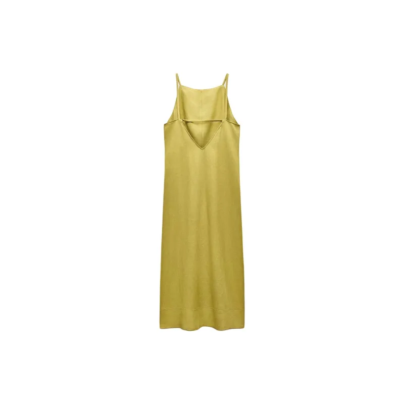 ZARA ZW Series Sleeveless Dress Women's Yellow Green-1