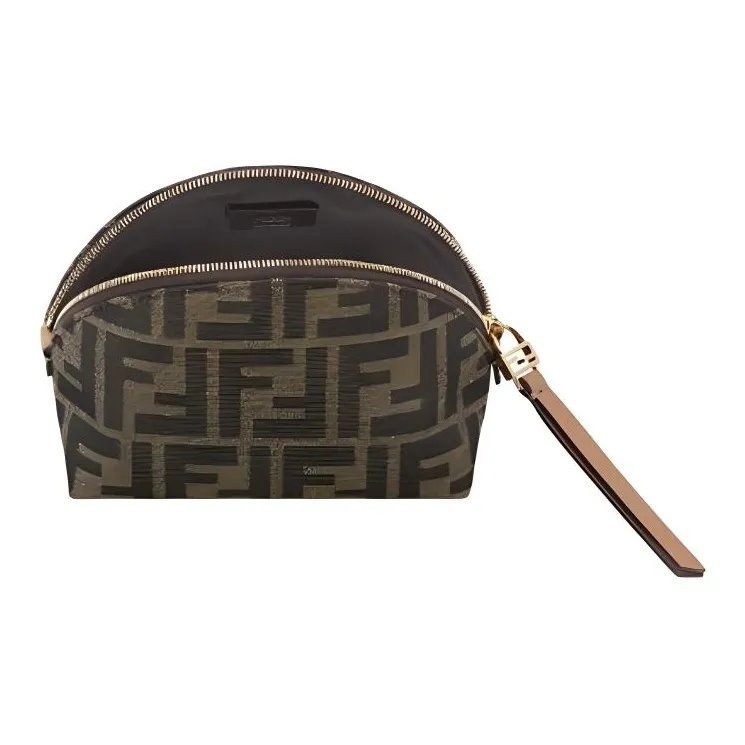 FENDI Baguette Jacquard Fabric Clutch Trumpets Women's Brown-2