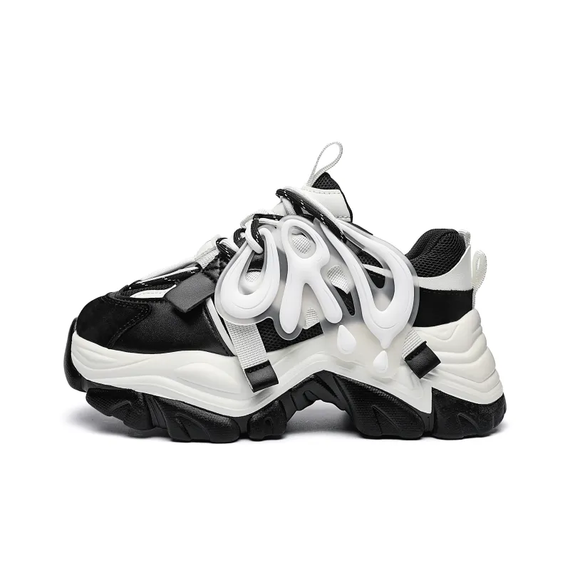 ORD Panda Collection Anti-Slip Wear-Resistant Breathable Lightweight Low-Top Chunky Sneakers Unisex Black White 6cm-17